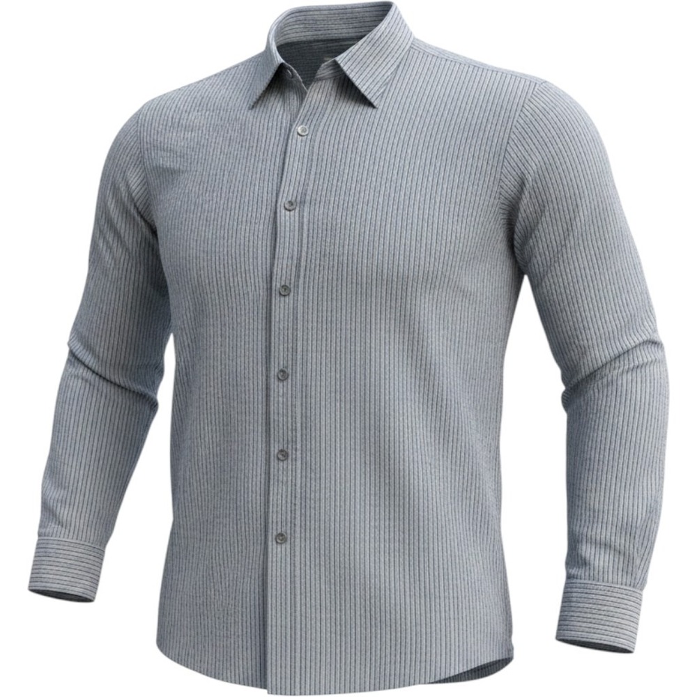 Georg Roth of Germany Mens Blue Grey Striped Seersucker Button Down Shirt L